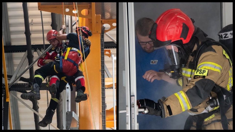 Nowa Sól: Pożar i osoba uwięziona na wysokości. Zobacz, jak ćwiczyli strażacy (ZDJĘCIA)