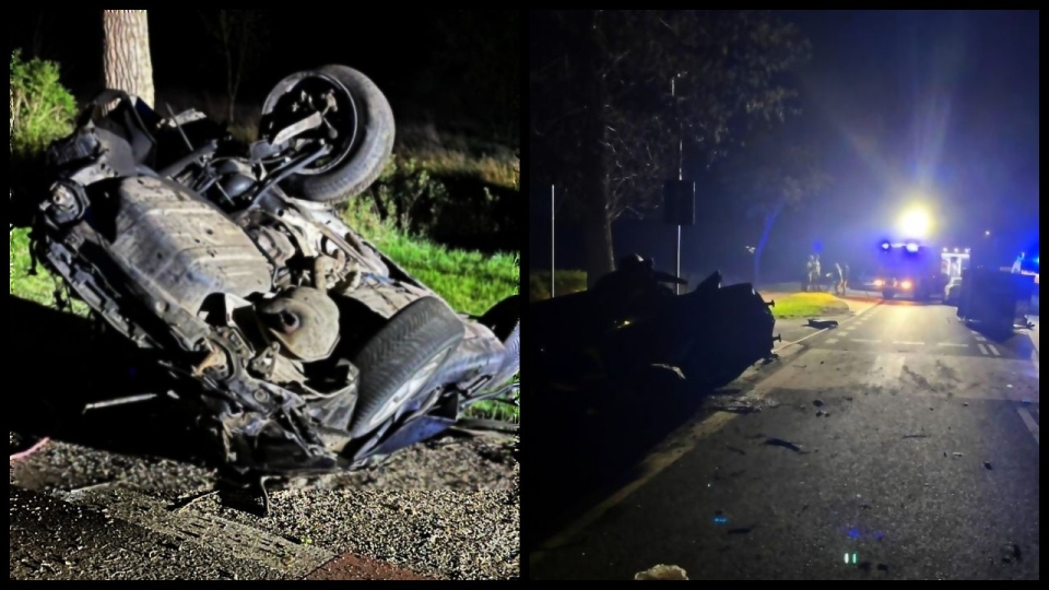 Tragiczny nocny wypadek. BMW uderzyło w drzewo. 25-latek wypadł z auta!