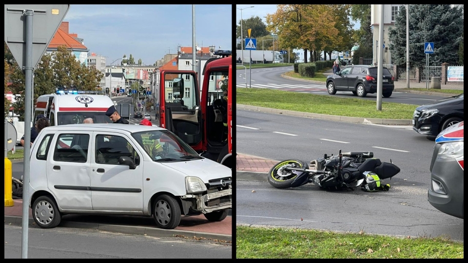 Wypadek z udziałem motocyklisty w Zielonej Górze. Ranny trafił do szpitala!