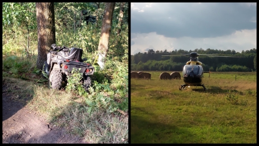 Groźny wypadek. Quad uderzył w drzewo. Wezwano śmigłowiec LPR