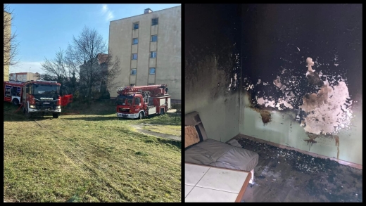 Pożar w Żaganiu. Płonęło mieszkanie w bloku. Policja zatrzymała 19-latka (ZDJĘCIA)