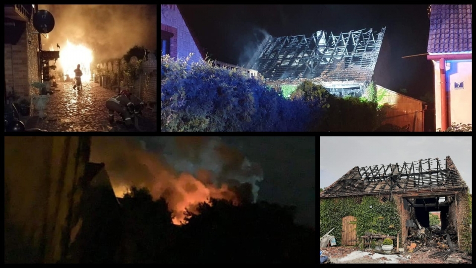 Nocny pożar stodoły w Osiecznicy. W akcji 6 zastępów straży pożarnej!