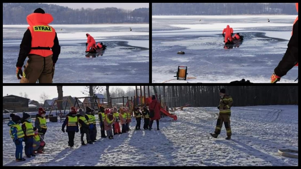 Świebodzińscy strażacy ćwiczyli na lodzie przy niecodziennej publiczności! 