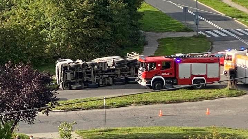 Wypadek w Gorzowie Wielkopolskim. Przewróciła się betoniarka