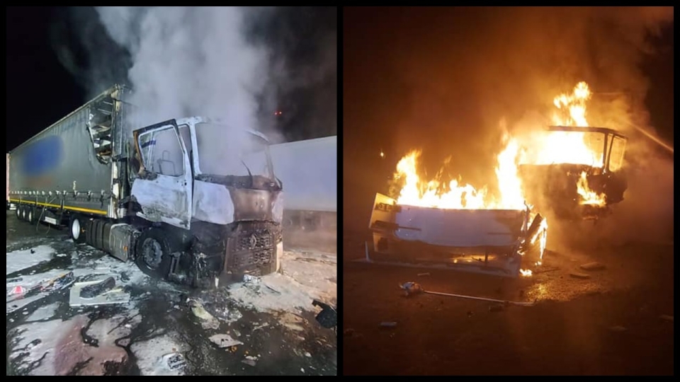 Wybuch w kabinie ciężarówki na stacji paliw w Nowym Miasteczku. Ranny kierowca trafił do szpitala!
