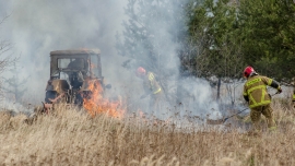 Pożar w Drzonowie koło Zielonej Góry. Płonęły trawy i krzaki