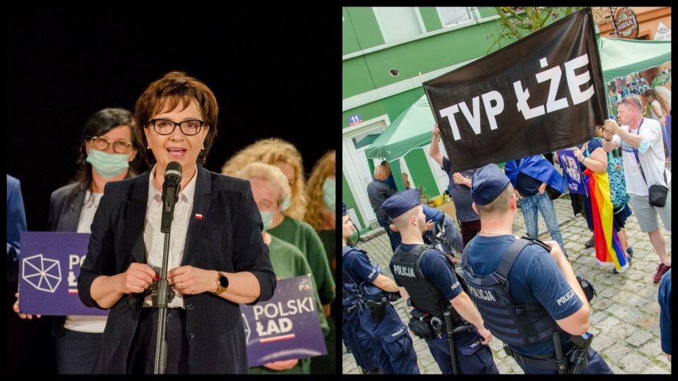 Elżbieta Witek promowała Polski Ład. Policja blokowała przeciwników PiS-u