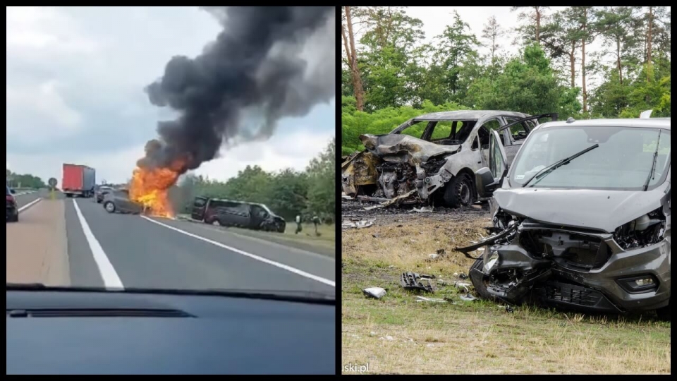 Groźny wypadek pod Słubicami. Auto stanęło w płomieniach