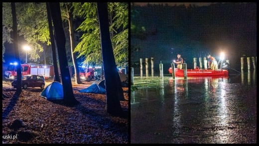 Auto wjechało do jeziora Linie Duże. W akcji poszukiwawczej 10 zastępów straży pożarnej!