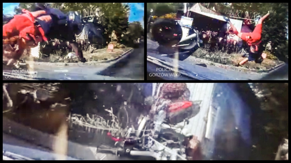 Wypadek motocyklisty pod Gorzowem Wielkopolskim. Nagranie z momentu zdarzenia!