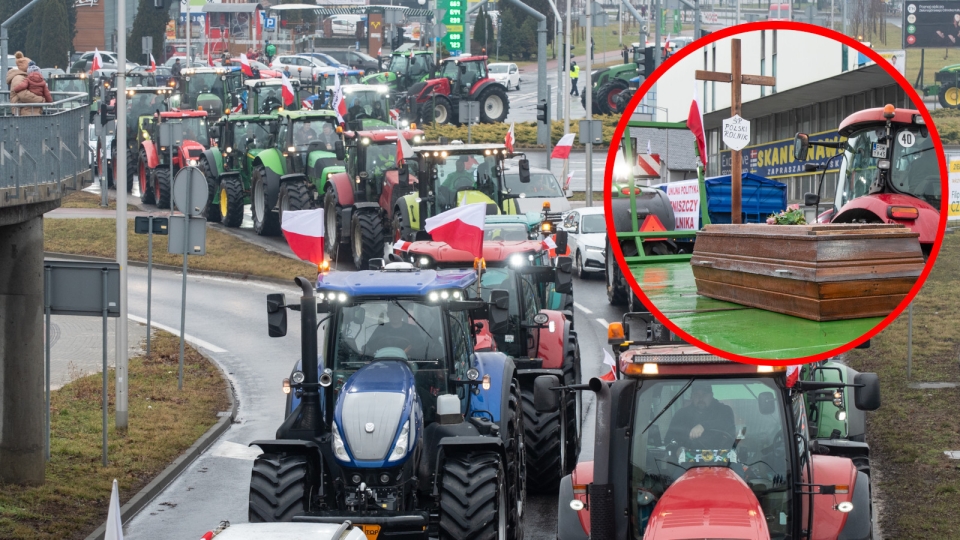 Protest rolników w Zielonej Górze. Ciągniki sparaliżowały miasto (ZDJĘCIA)