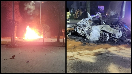 BMW rozbiło się o głaz i stanęło w płomieniach. Nie było szans na ratunek