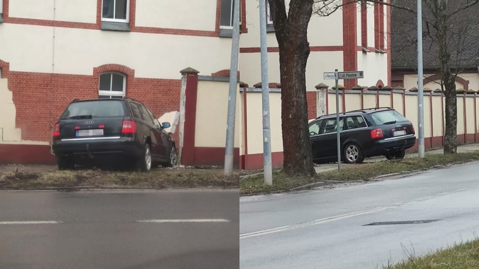 Samochód wjechał w mur Straży Granicznej w Krośnie Odrzańskim. Jechali nim obywatele Ukrainy