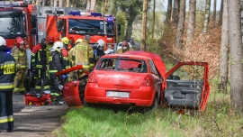 Tragiczny wypadek koło Zielonej Góry. Auto uderzyło w drzewo. Nie żyje kierowca (ZDJĘCIA)