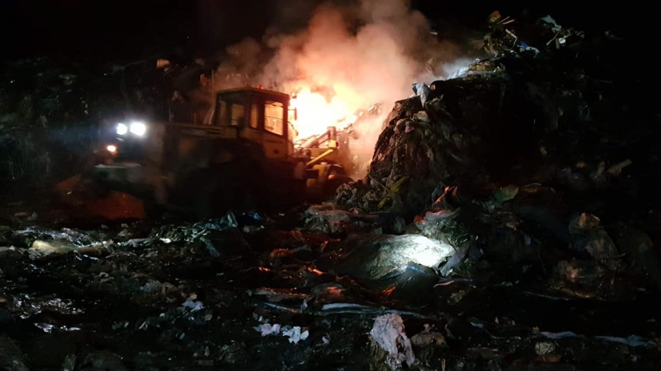 Pożar na składowisku odpadów w Gorzowie