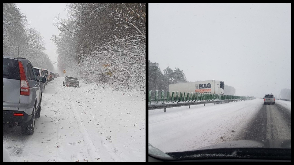 Paraliż na drogach w północnym regionie województwa! Zima zaskoczyła kierowców?