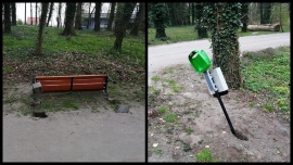 Wandale zdewastowali park w Sławie. "Bydło. Co trzeba mieć w głowie?" (ZDJĘCIA)