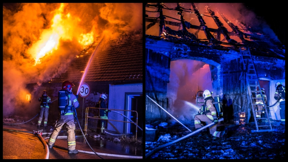 Groźny pożar budynku w Nietkowie koło Zielonej Góry. W akcji strażacy z dwóch powiatów (ZDJĘCIA)