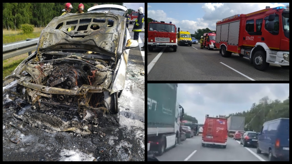 Służby pędziły do pożaru samochodu na A2 w Lubuskiem! Kierowcy stworzyli korytarz życia!