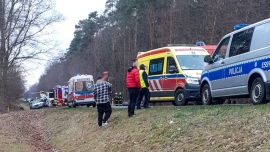 Poważny wypadek na DK29 pod Krosnem Odrzańskim. W akcji śmigłowiec LPR!