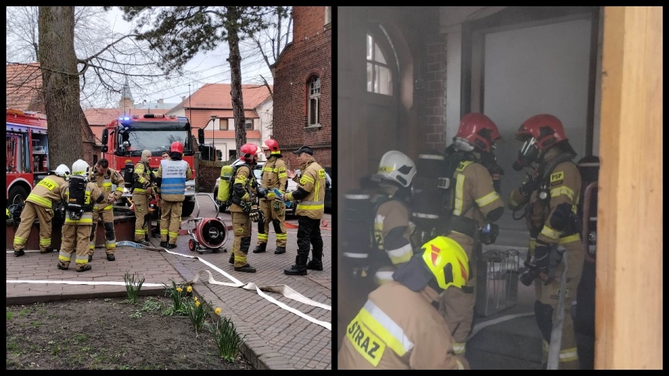 Alarm pożarowy w Domu Pomocy Społecznej w Trzebiechowie. Ćwiczenia strażaków