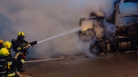 Pożar ciężarówki na autostradzie A2 w Lubuskiem