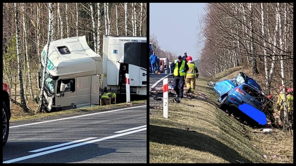 Śmiertelny wypadek na DK24 pod Skwierzyną. Osobówka zderzyła się z ciężarówką!