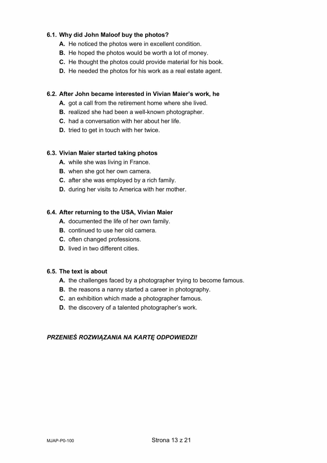 Angielski matura 2025 - Arkusz maturalny angielski 2025