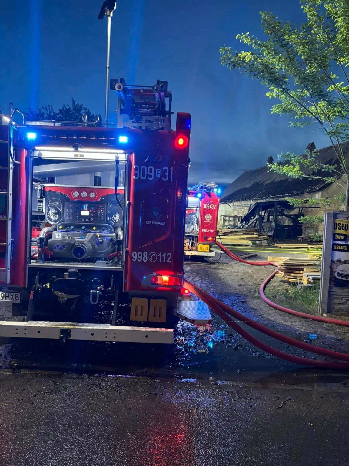 Pożar tartaku Kłodawa - Pożar Gorz&oacute;w Wielkopolski