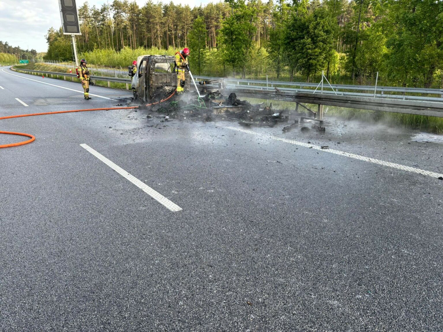 Pożar na S3 - Pożar Zielona G&oacute;ra