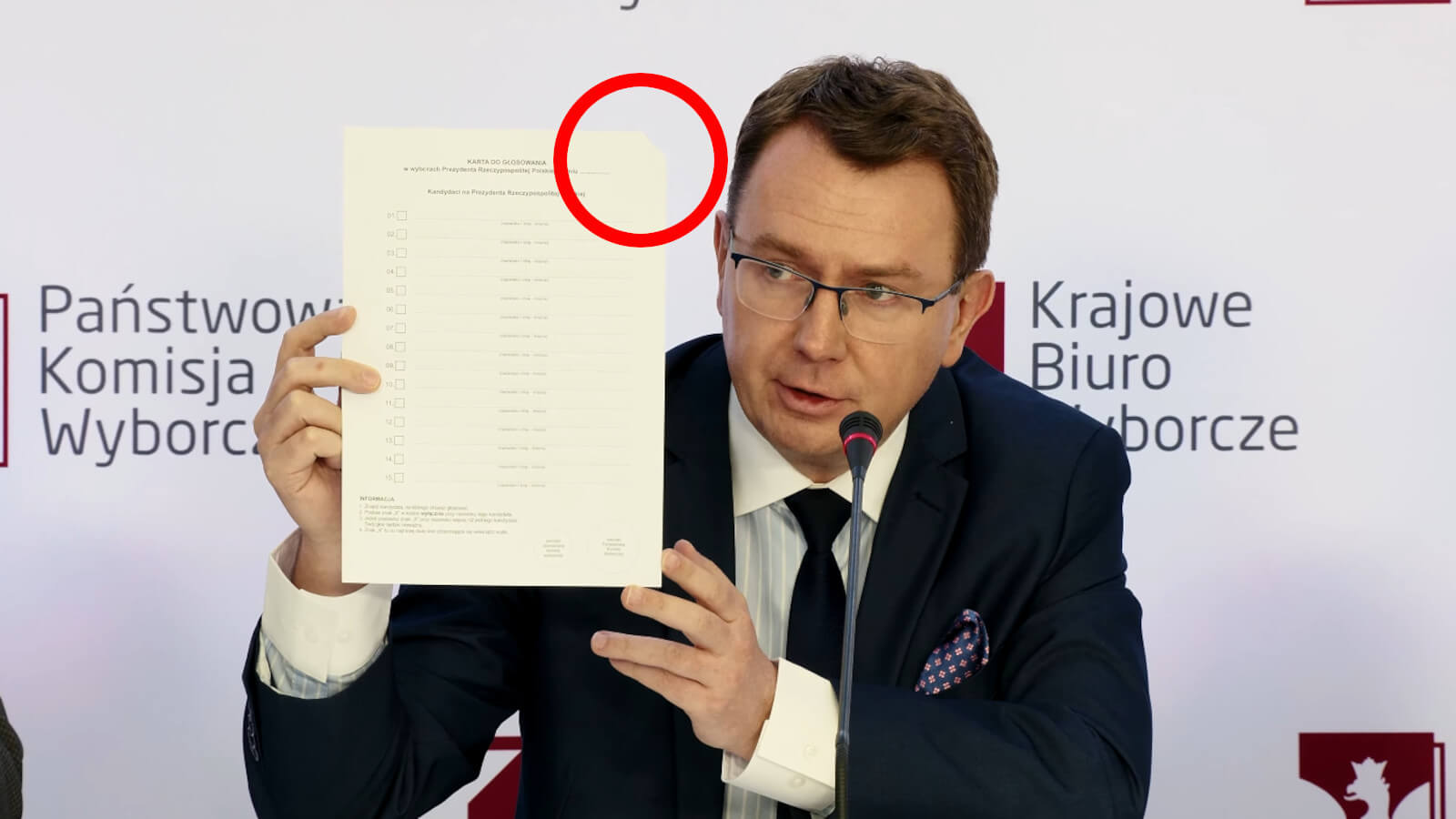 Ucięty róg karty do głosowania - Wybory prezydenckie 2025
