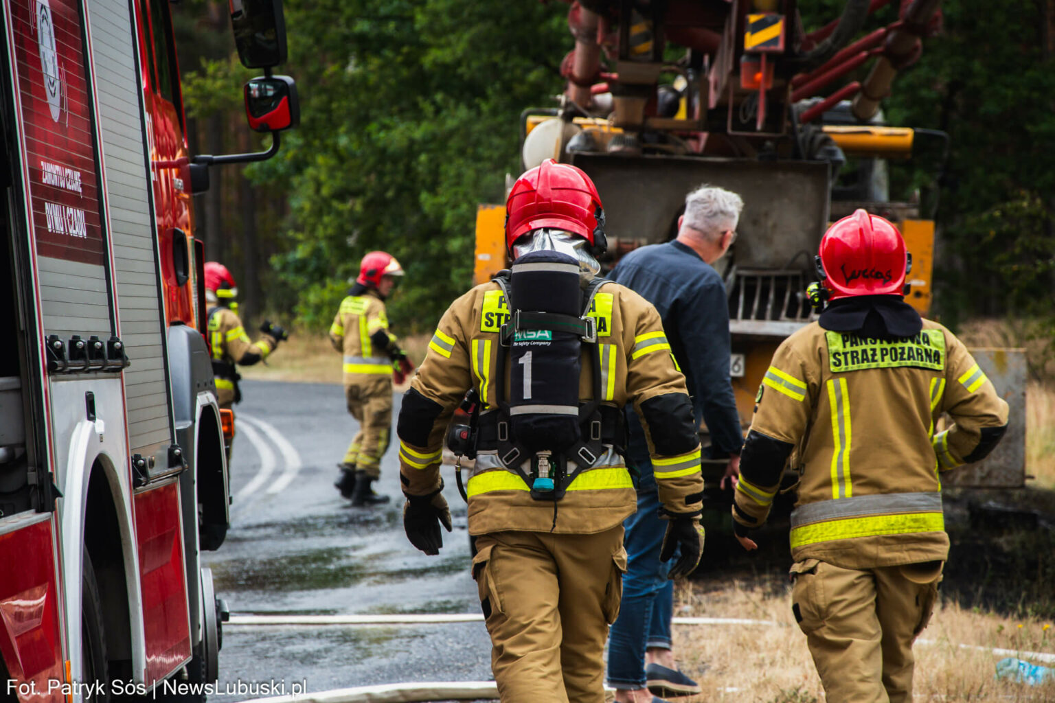 Pożar koło Zielonej G&oacute;ry - Pożar pompy do betonu