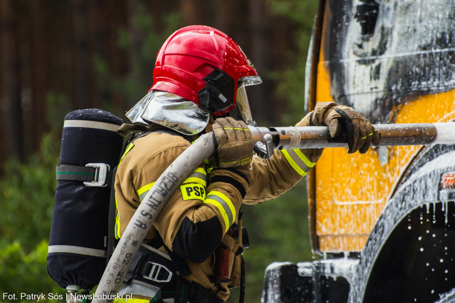 Pożar koło Zielonej G&oacute;ry - Pożar pompy do betonu