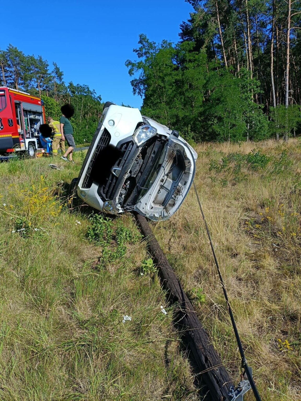 Wypadek na DK32 - Wybuch butli gazowej