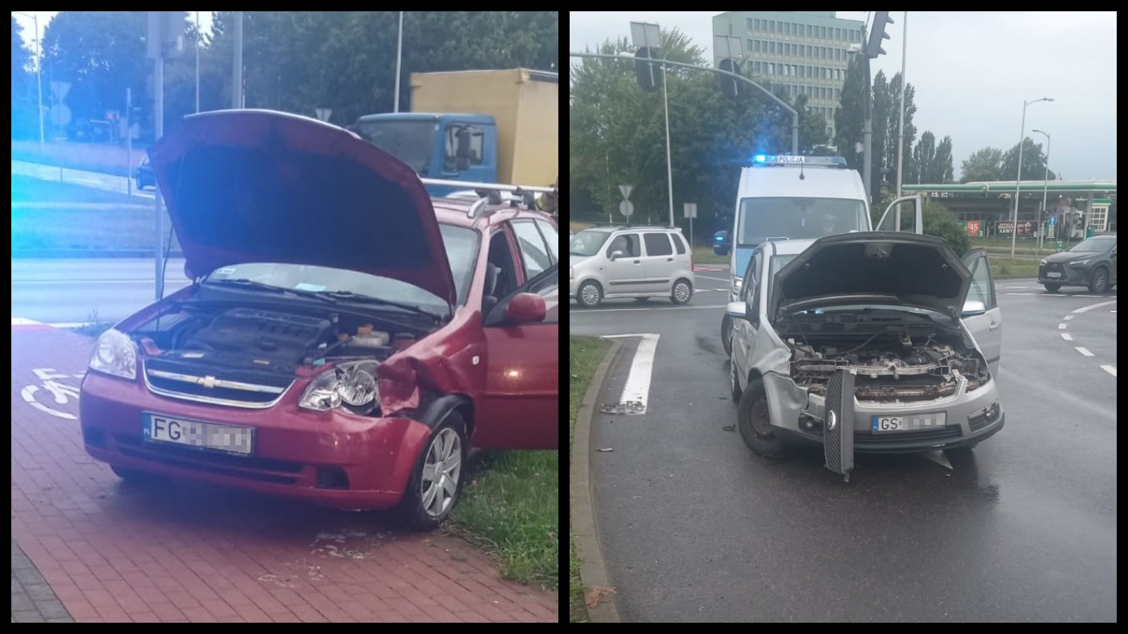 Wypadek Zielona Góra rondo PCK