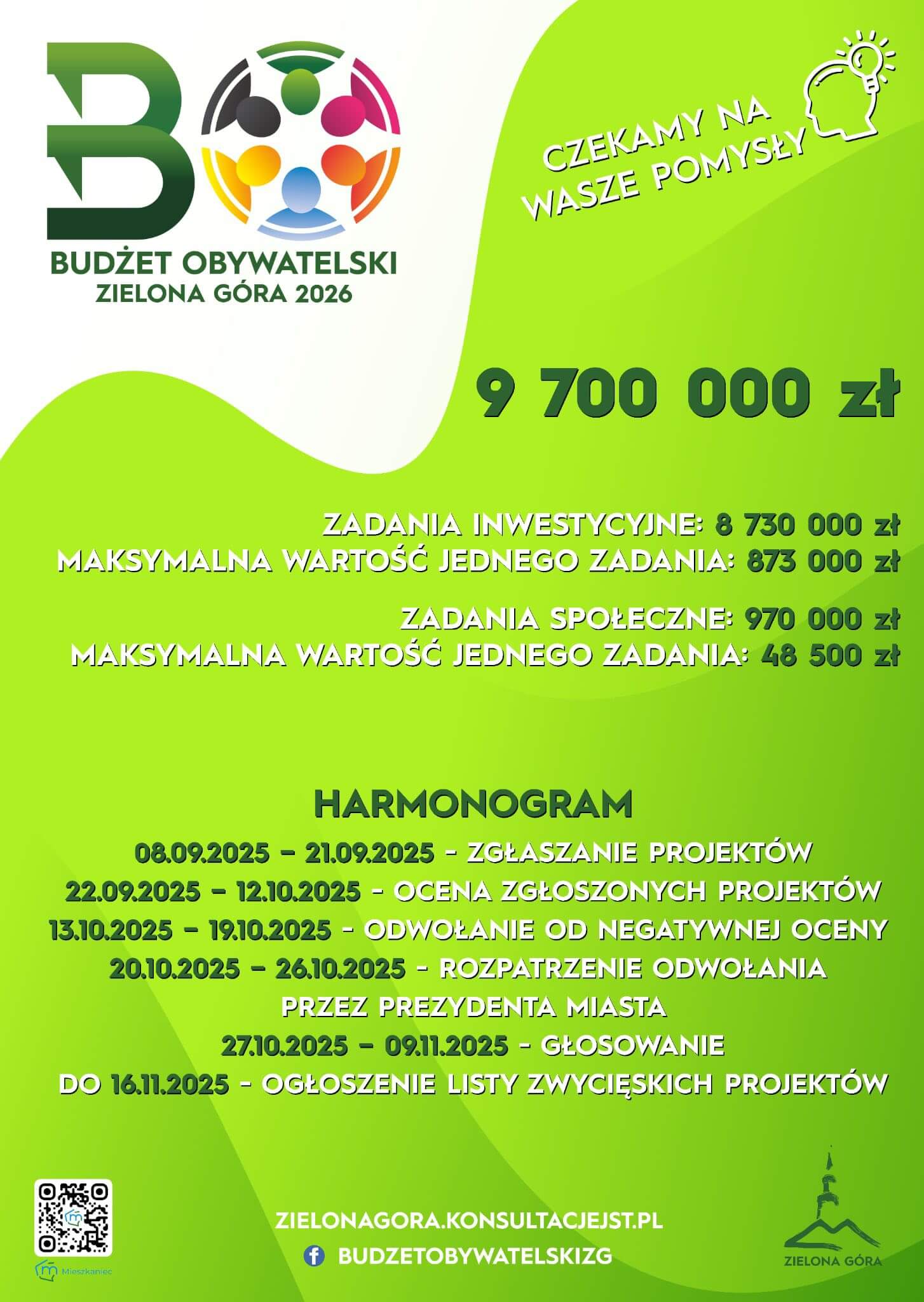 Budżet Obywatelski Zielona Góra 2026 - Rekordowy budżet obywatelski