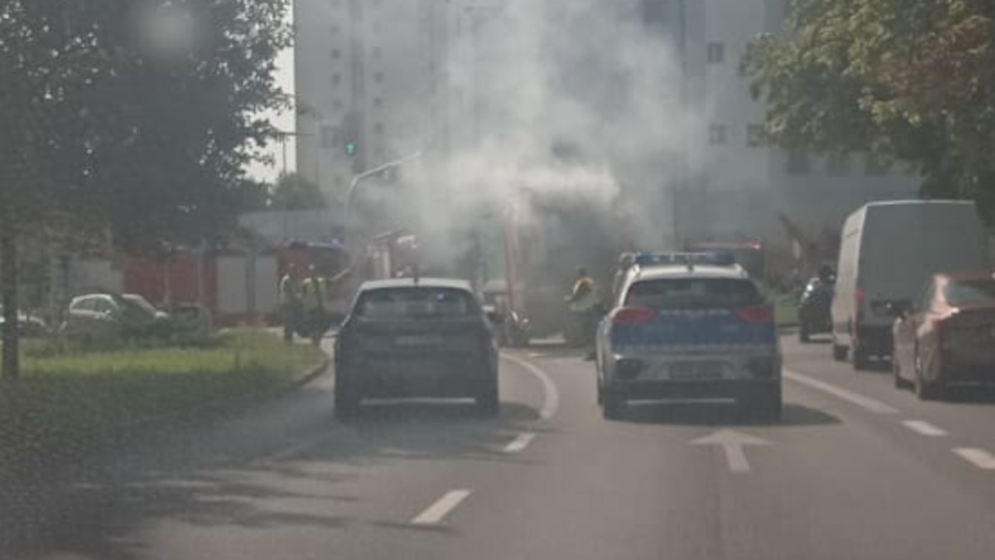 Pożar śmieciarki Zielona Góra - Pożar Zielona Góra