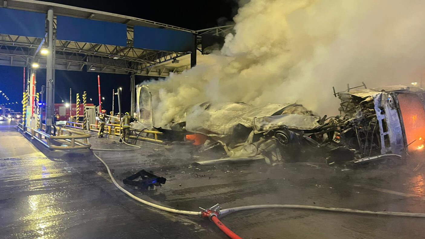 Wypadek na A2 - Wypadek A2 tir pożar