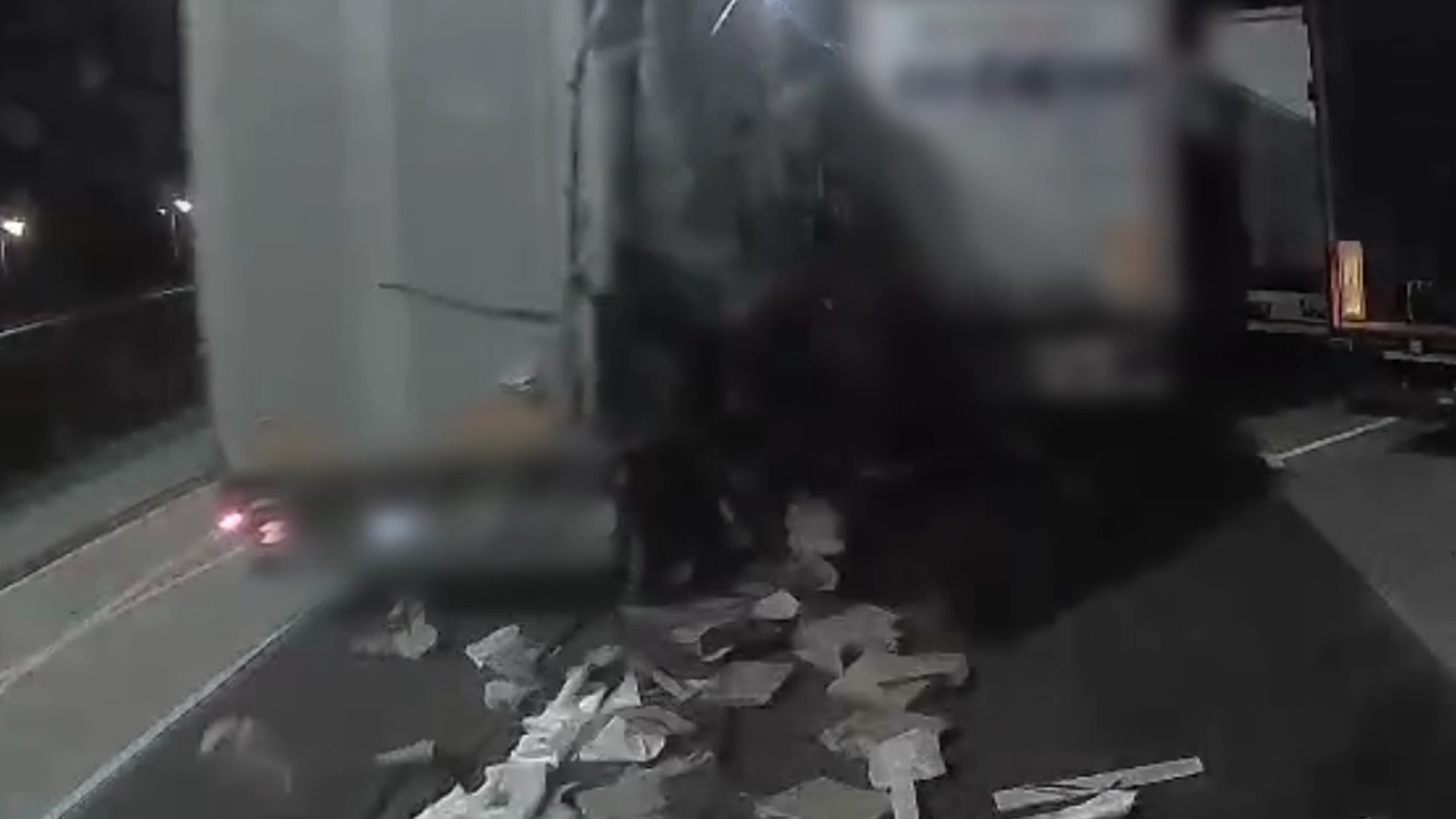 Pijany kierowca ciężarówki Trasa S3 Sulechów - nagranie z parkingu MOP