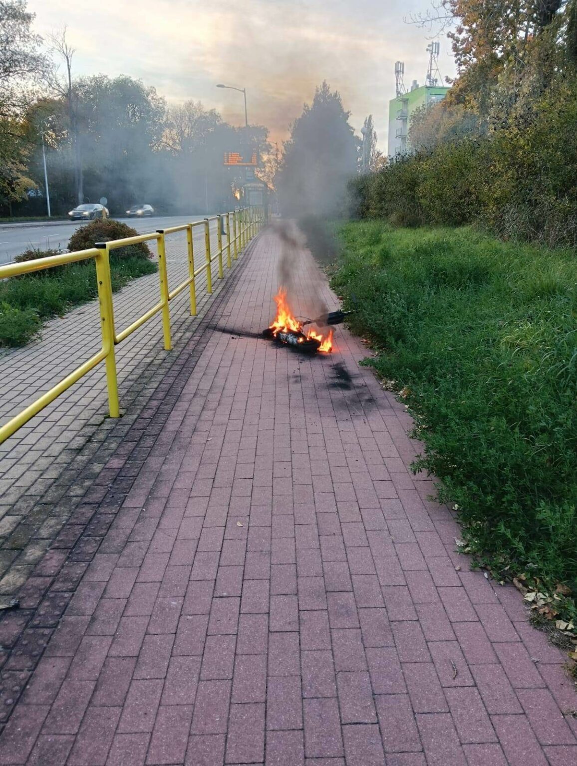 Pożar hulajnogi elektrycznej Zielona G&oacute;ra - Straż pożarna Zielona G&oacute;ra