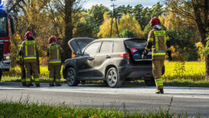 Pożar samochodu na DK27 - Pożar Świdnica Zielona Góra