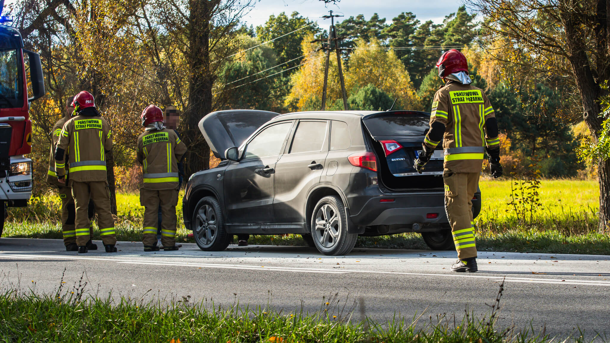 Pożar samochodu na DK27 - Pożar Świdnica Zielona Góra
