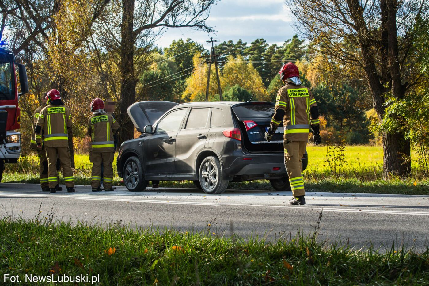 Pożar samochodu na DK27 - Pożar Świdnica Zielona Góra