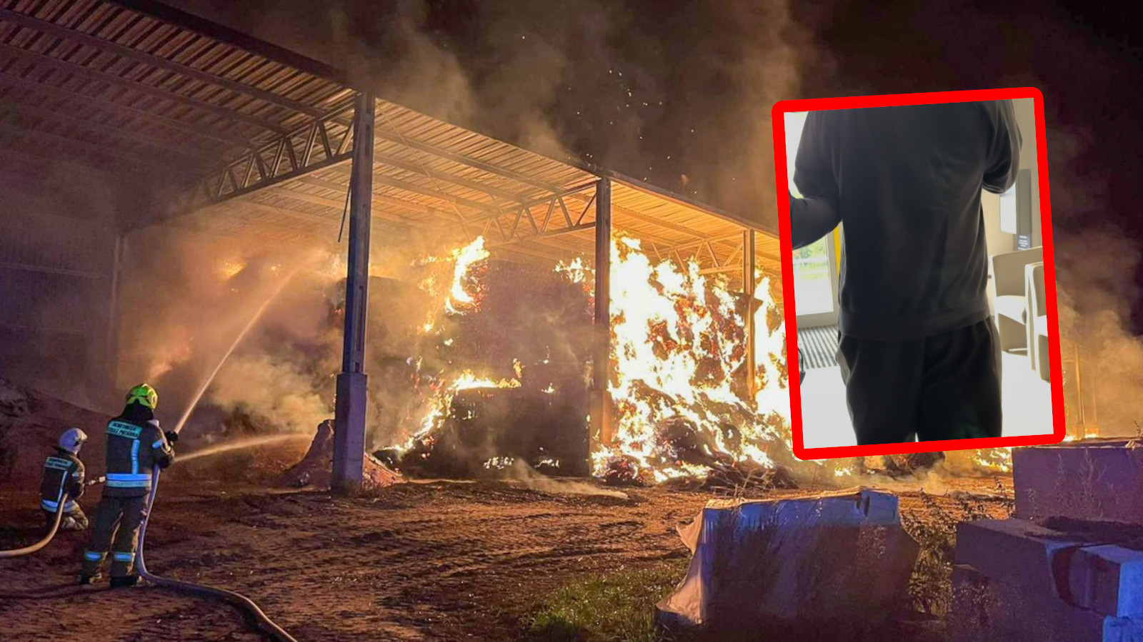 Strażak OSP zatrzymany - Pożar Słońsk baloty hala