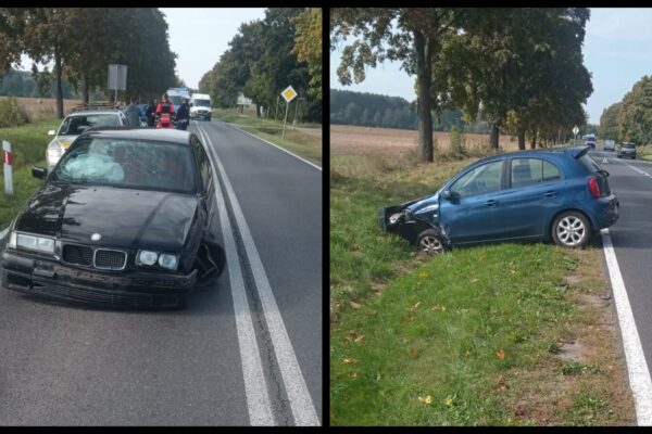 Wypadek koło Zielonej Góry. Zderzenie osobówek na DW282 Wypadek koło Zielonej Góry - Wypadek Droszków
