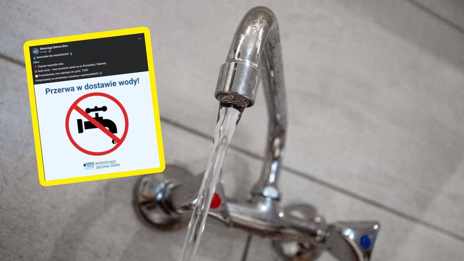 Awaria wodociągu Zielona Góra Chynów - Wodociągi Zielona Góra