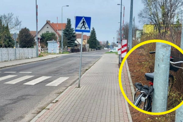 Pijany rowerzysta Międzyrzecz - przejazd kolejowy