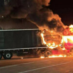 Pożar na A2 - Pożar ciężarówki A2 MOP Gnilec. Straż pożarna Słubice