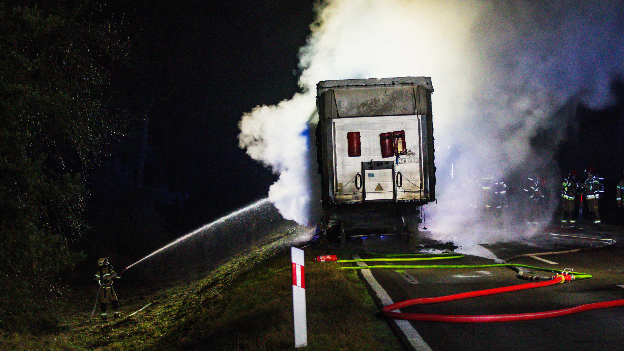 Pożar na DK32 - Pożar Zielona Góra. Utrudnienia na DK32