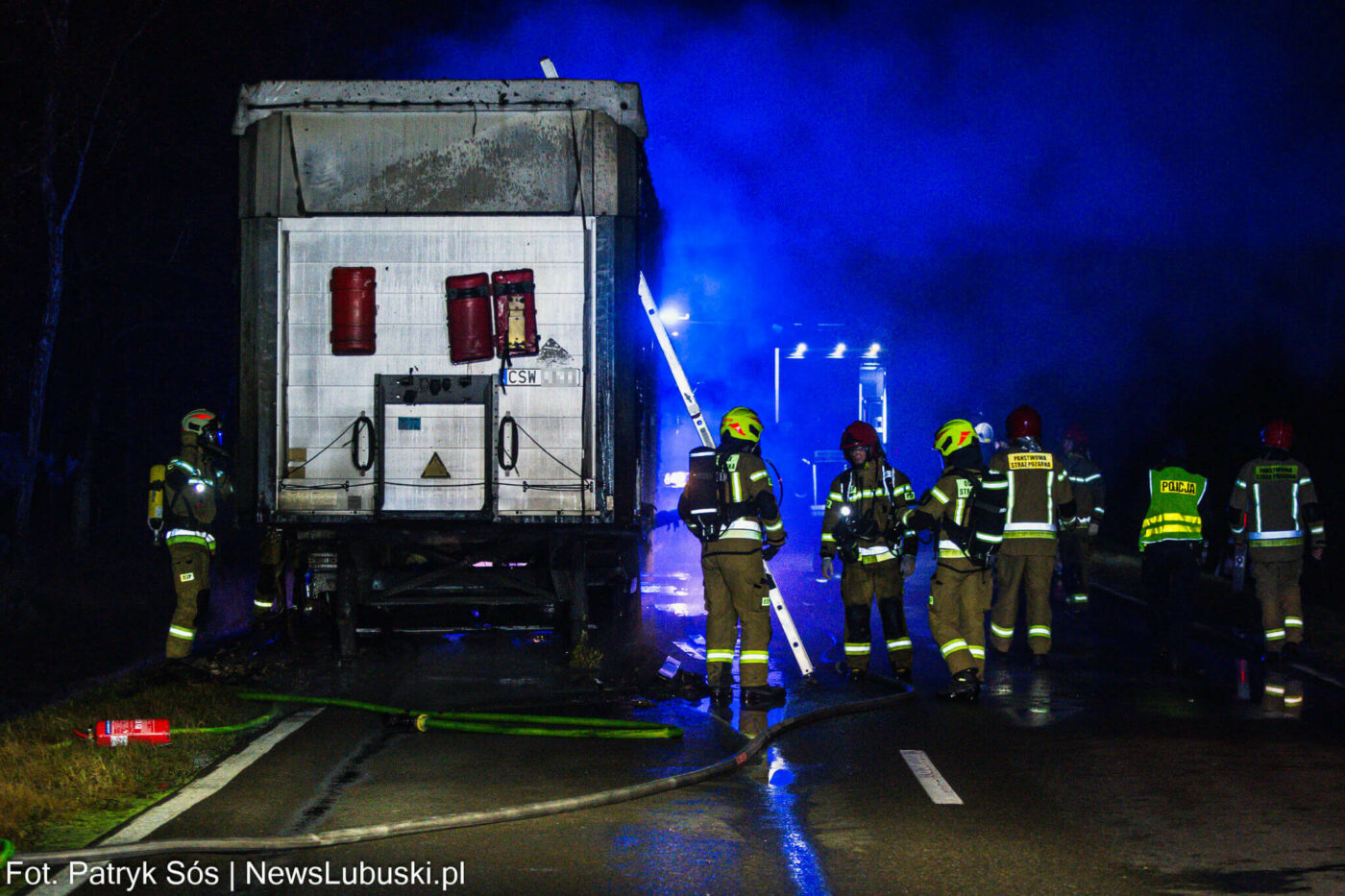 Pożar na DK32 - Pożar Zielona Góra. Utrudnienia na DK32